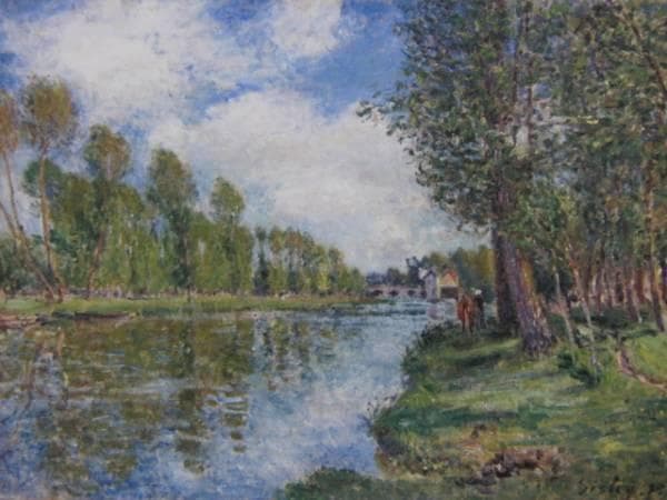アルフレッド・シスレー、「ロワン川の岸辺」、希少画集画、新品高級額