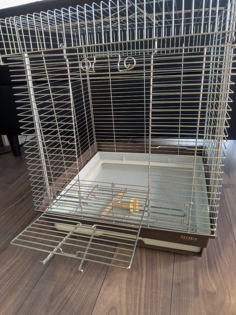 おやすみカバー付き　HOEI 中型鳥かご 引き出し式トレー付き　オカメインコ