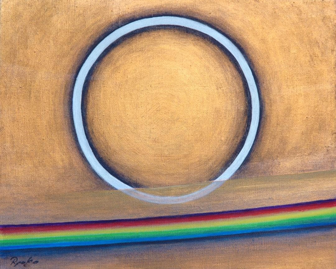 油絵 菅家令子 絵画インテリア額付(青緑＋金色の枠)F3-G142023祈り希望