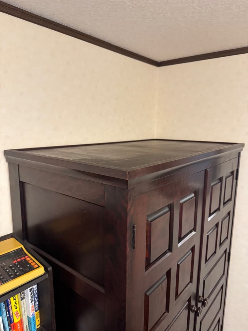 【重厚無垢調】大型 木製ワードローブ 洋服タンス 引き出し付き ダークブラウン