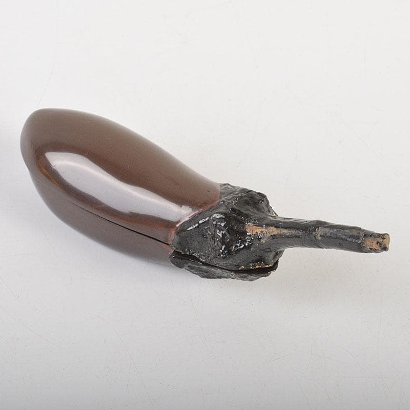 茶道具　輪島塗名工　細川幽斎造　茄子香合　共箱　V　6825