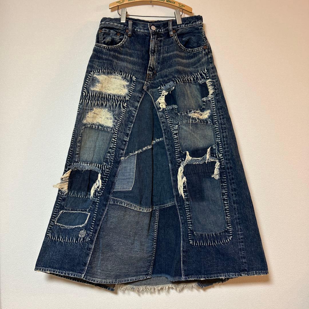 ♡新品未使用♡デニムダンガリー／リメイクロングスカート／160センチ