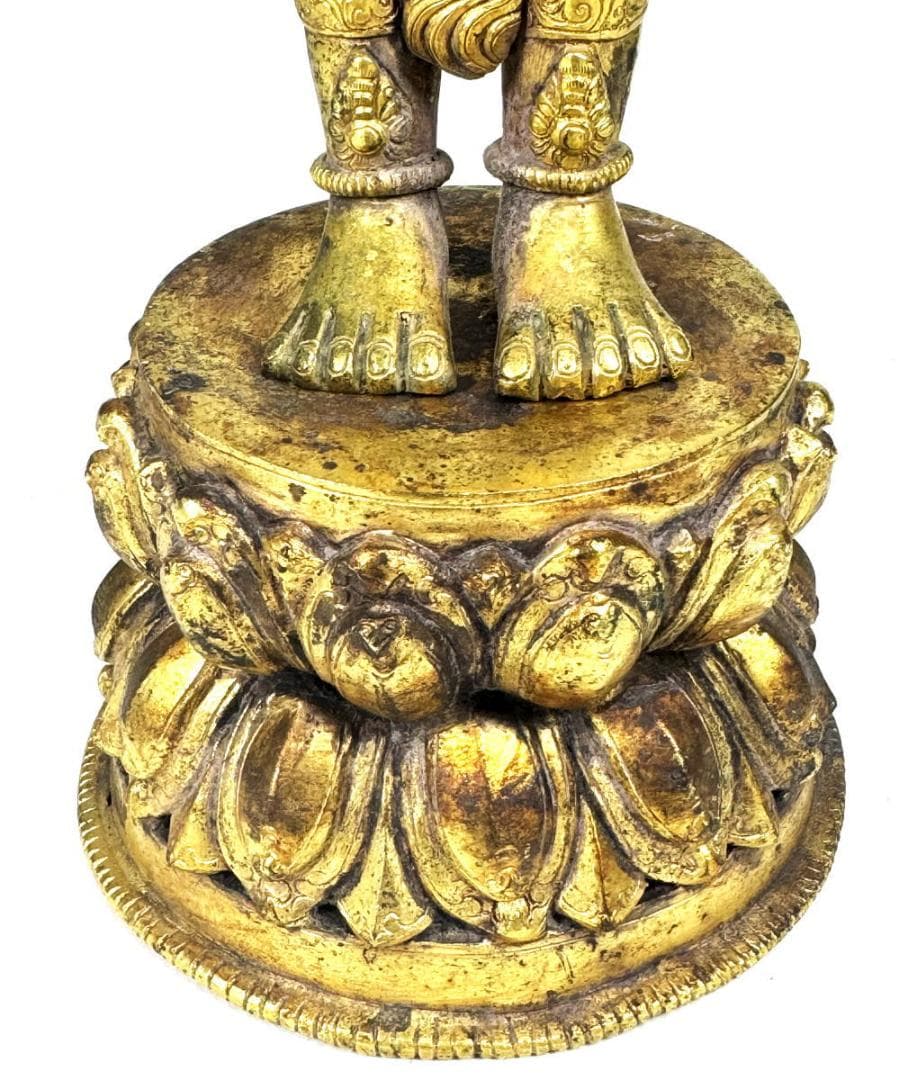 古銅鎏金八臂観音立像 伝世品仏像 仏教美術 ウブ品 入手困難骨董WWST035