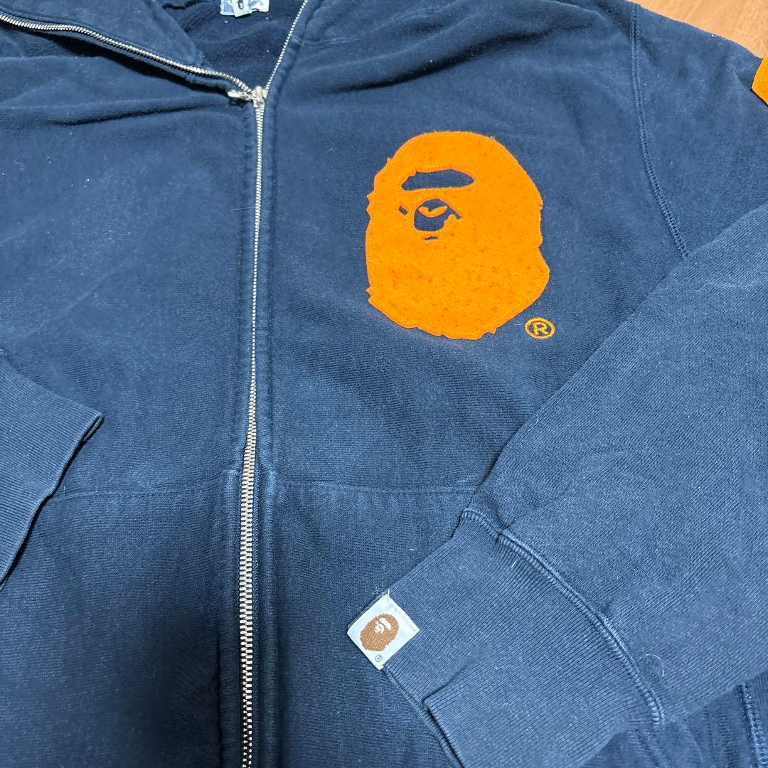 BAPE ネイビー ジップアップパーカー M