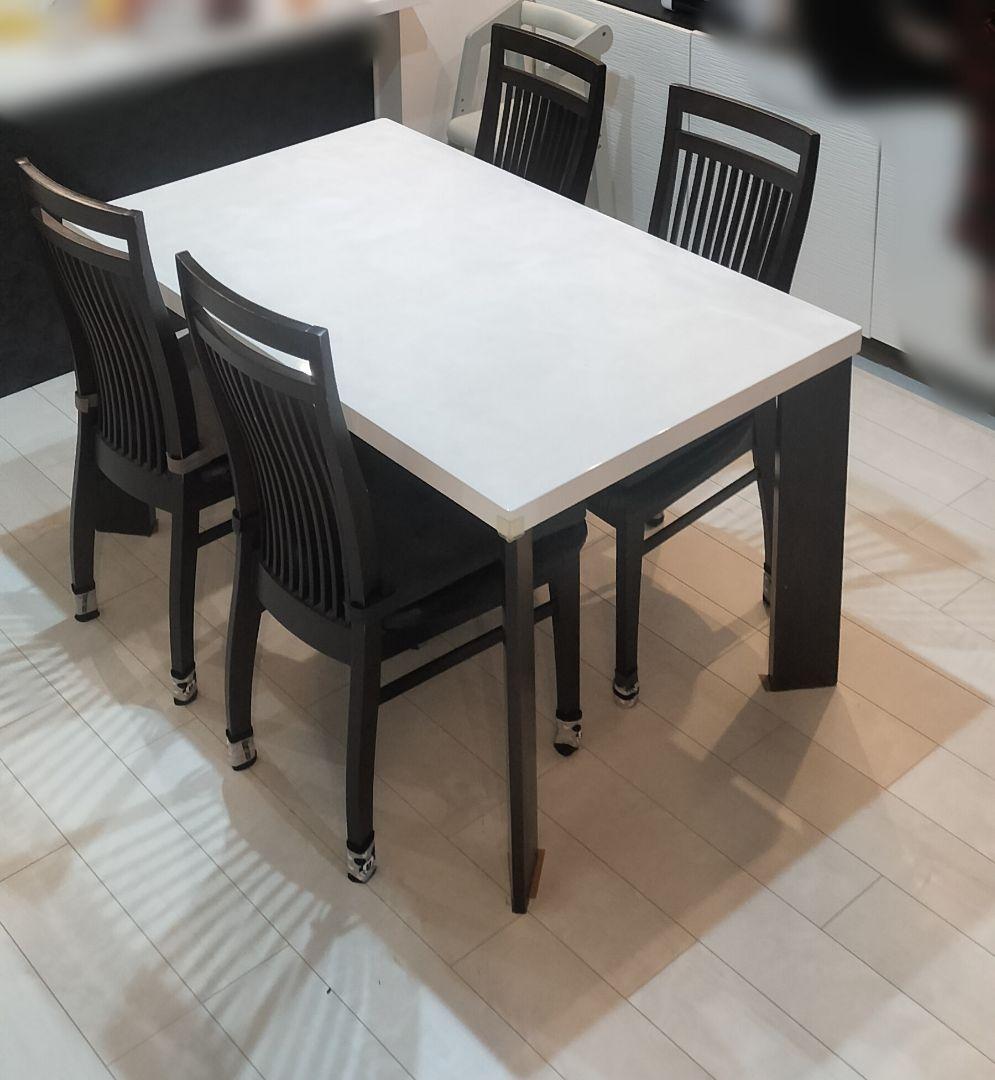 【ram直接お引渡し】大川家具ダイニングテーブル5点セット（椅子4席付）