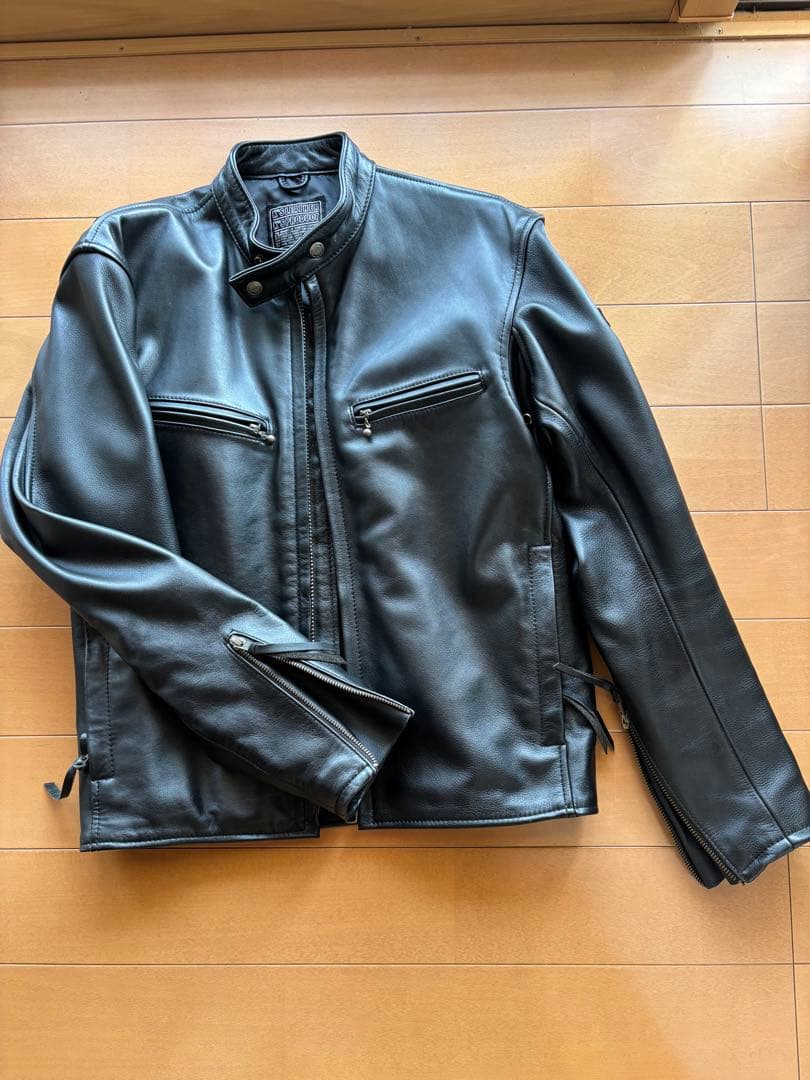 ブラック レザー シングルライダースジャケット
