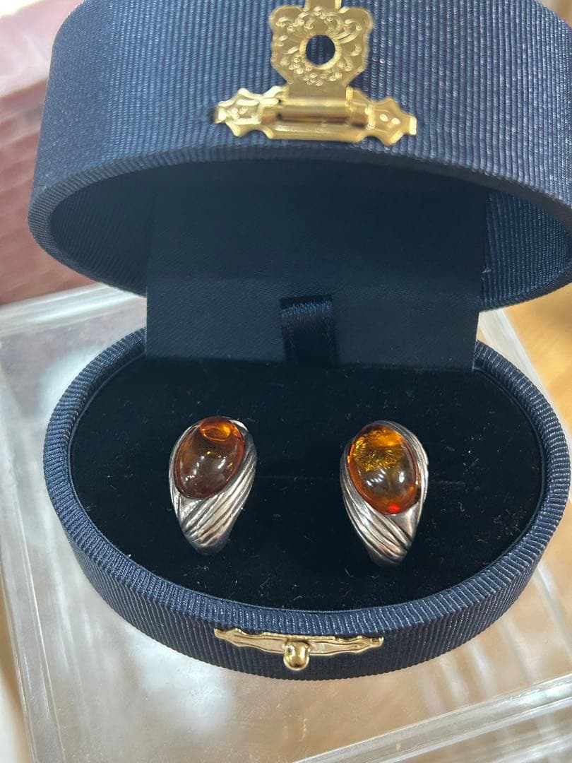 値下げ❗️北欧ヴィンテージ琥珀ピアス