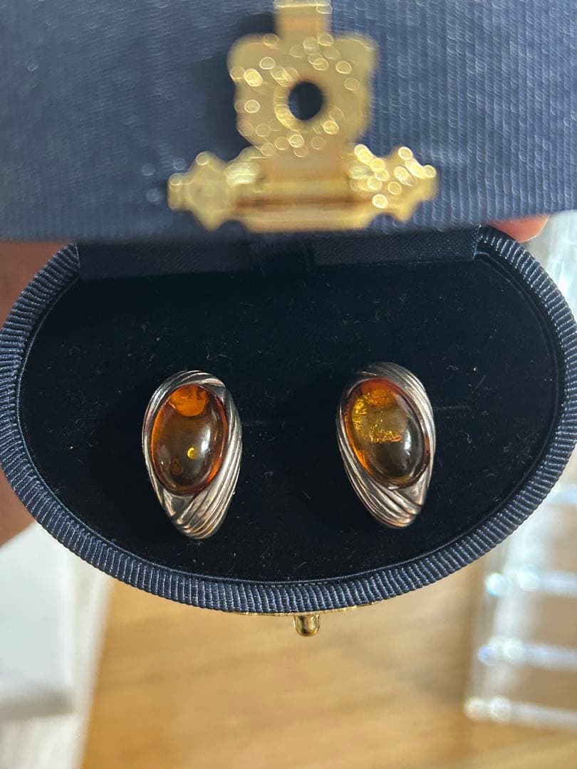 値下げ❗️北欧ヴィンテージ琥珀ピアス