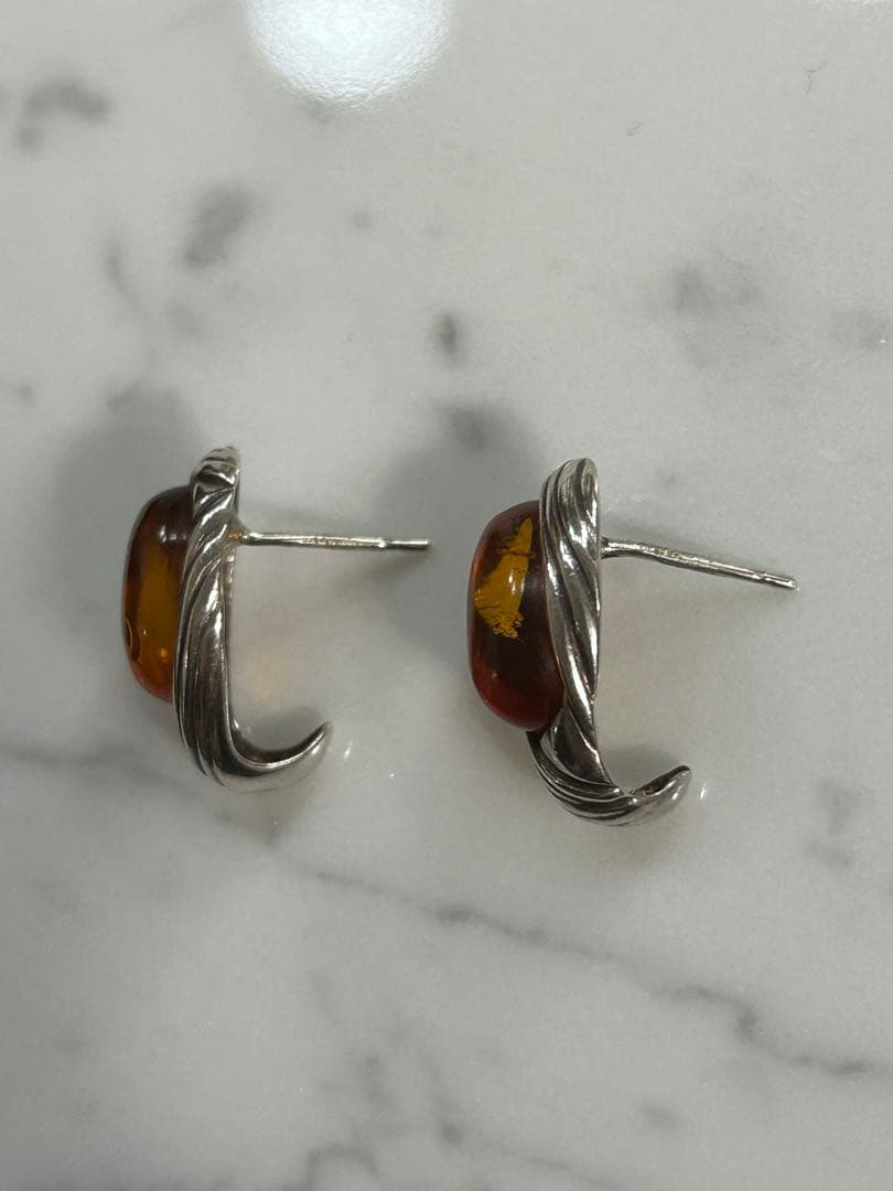 値下げ❗️北欧ヴィンテージ琥珀ピアス