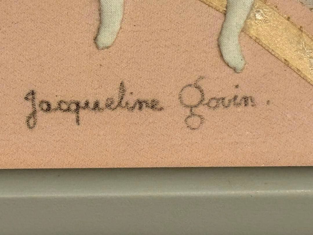 ジャクリーヌコバーン「桃色の浴室」￼ パッチワーク　額外445x 365mm