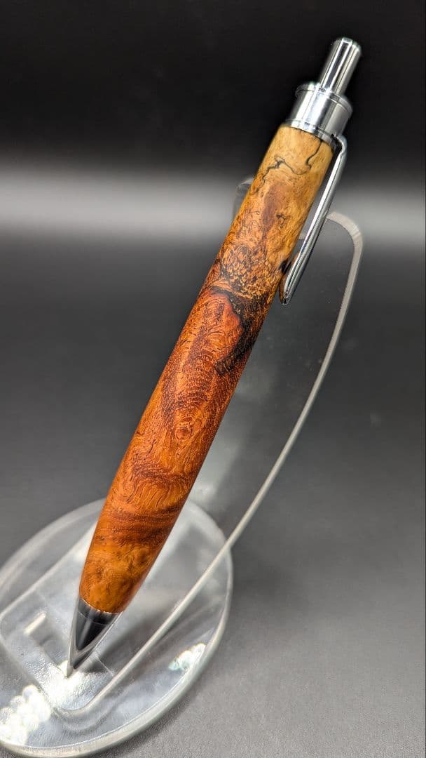 244ペン工房翌檜　花梨　紅白　源平　瘤杢　木軸シャーペン　木軸ボールペン