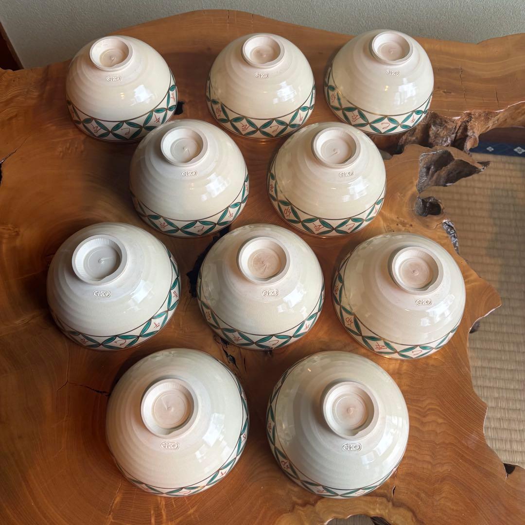 色絵仁清干支七宝画 清閑窯 杉田祥平作 数茶碗 10客 抹茶碗 茶道具