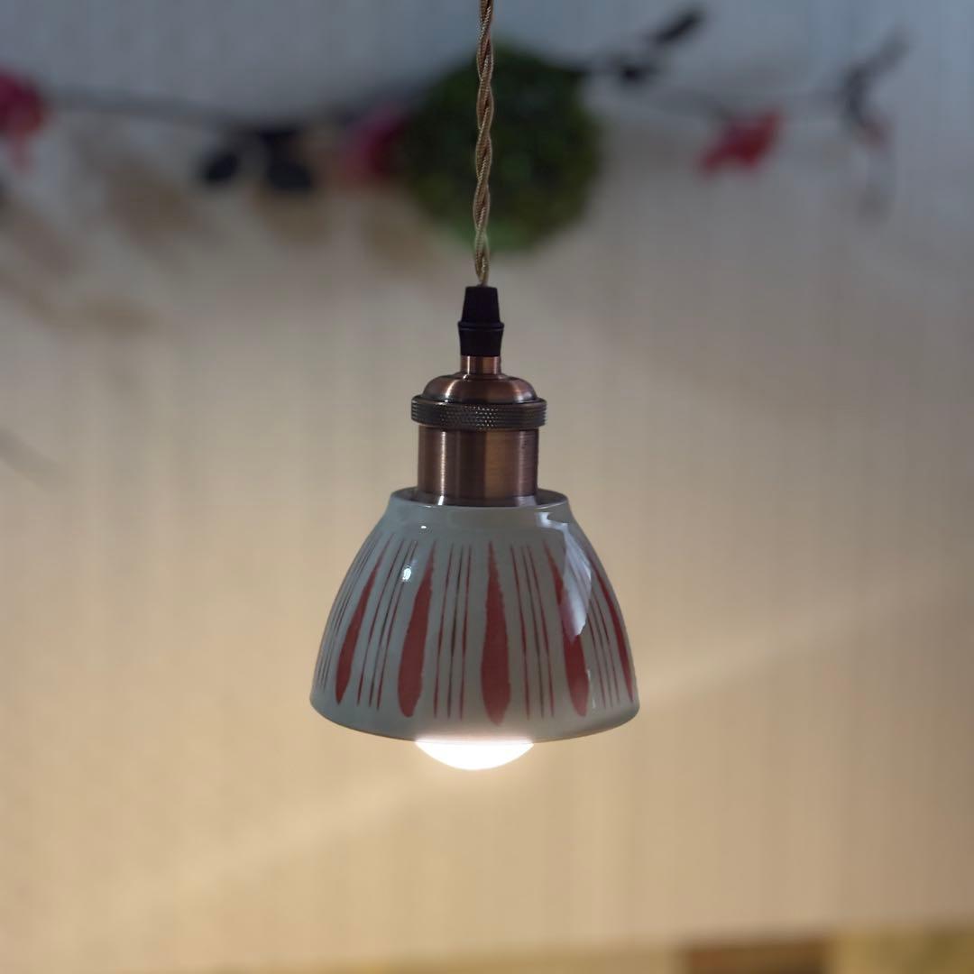 逆さ ペンダントライト　おしゃれ照明　ハンドメイド　縦縞　シーリング　ライト