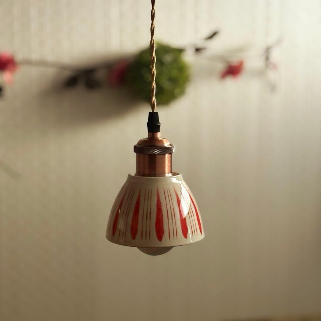 逆さ ペンダントライト　おしゃれ照明　ハンドメイド　縦縞　シーリング　ライト
