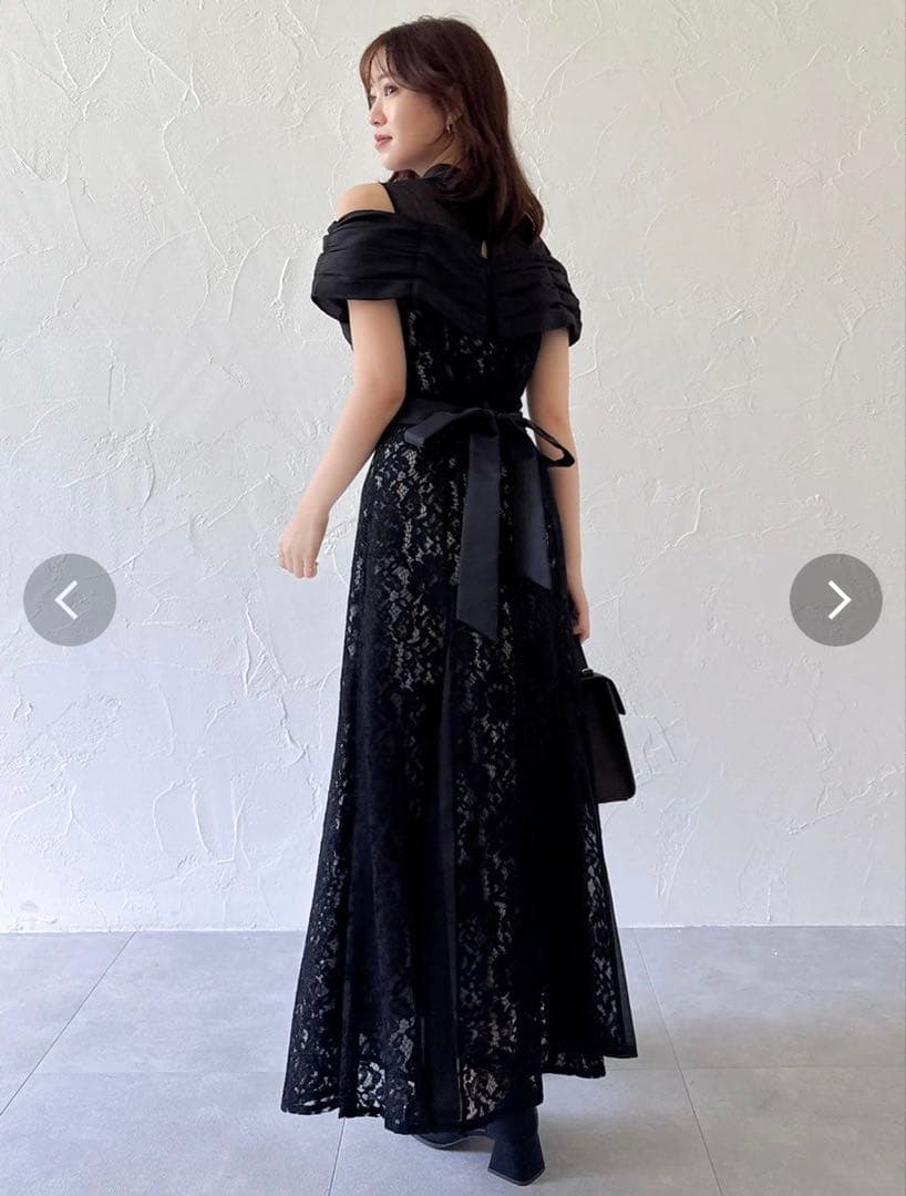 オーガンベールマーメイドドレス / ブラックレースパーティードレス