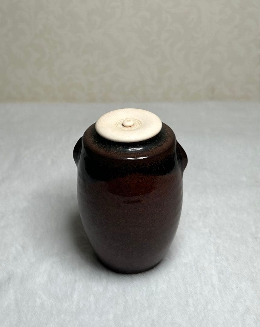 裏千家 茶道具 棗（なつめ） 陶製 在銘 蓋付 祖母使用 稽古道具