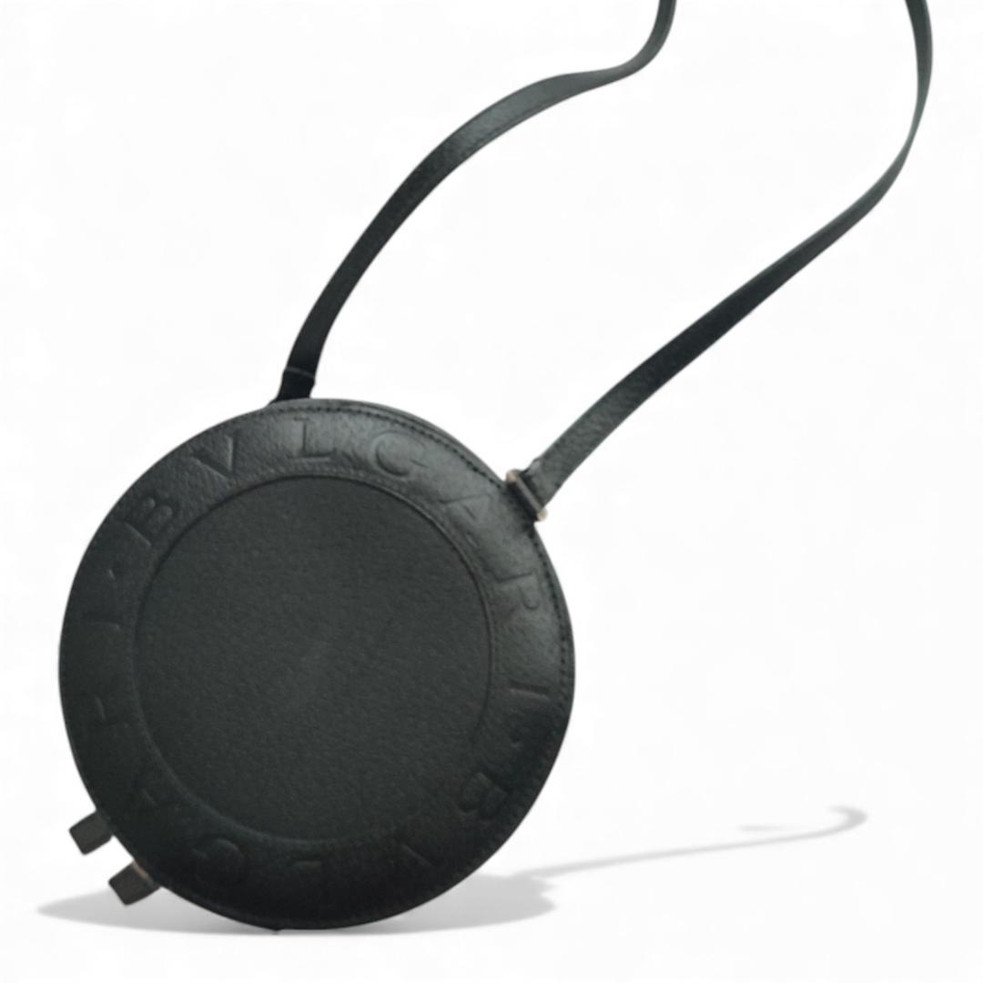 超美品 ブルガリ ミニ ショルダーバッグ ビーゼロワン ロゴ レザー ブラック