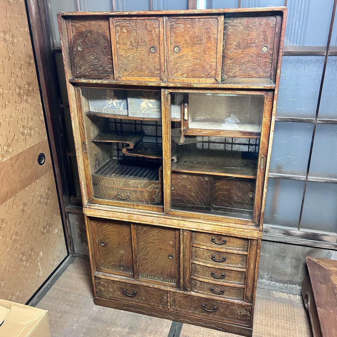 昭和レトロ 欅杢 茶箪笥 水屋箪笥 古民家家具