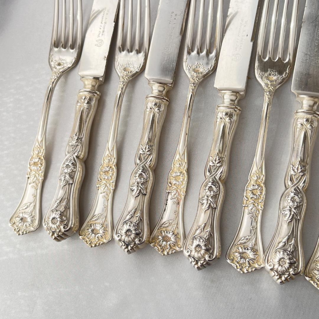 【WM A Rogers】アールヌーボー ディナーナイフ / フォーク 12本