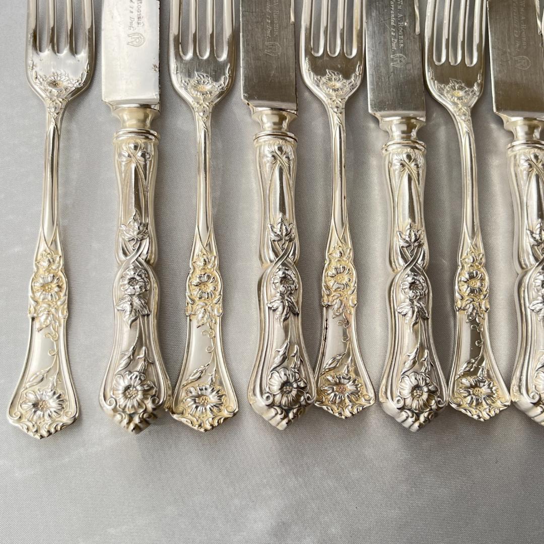 【WM A Rogers】アールヌーボー ディナーナイフ / フォーク 12本