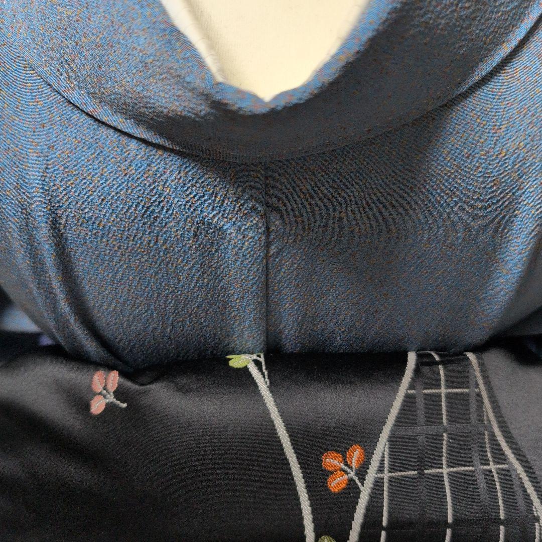 プロフ必読Happy様正絹青色 訪問着 片側模様 斜め柄