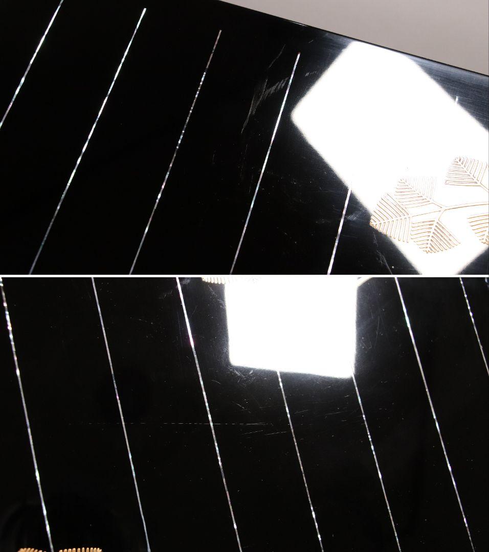 加賀蒔絵師 小松芳光作 松紋様 金蒔絵 螺鈿 黒塗卓 共箱 平卓 花台 M960