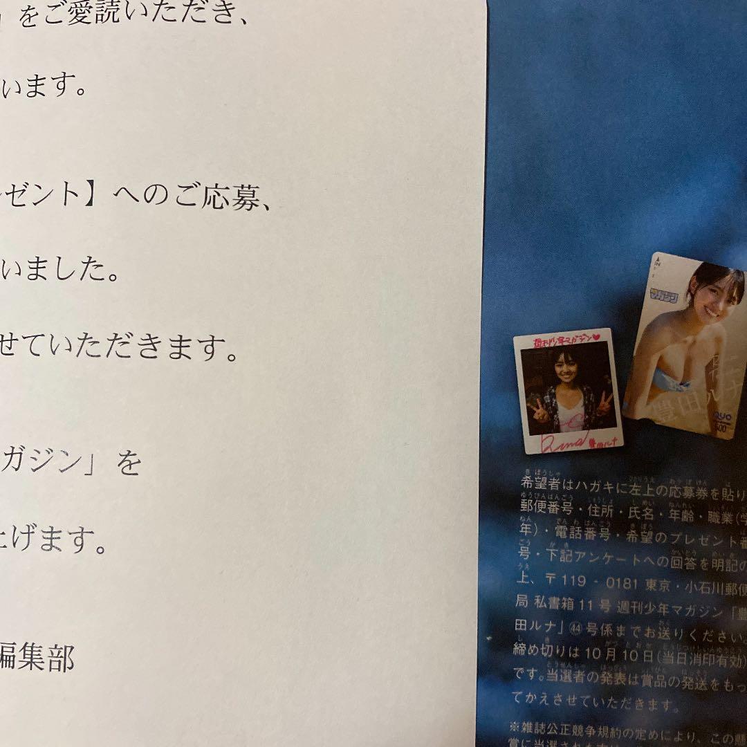 週刊少年マガジン　応募者限定プレゼント　豊田ルナ　直筆サイン入りチェキ