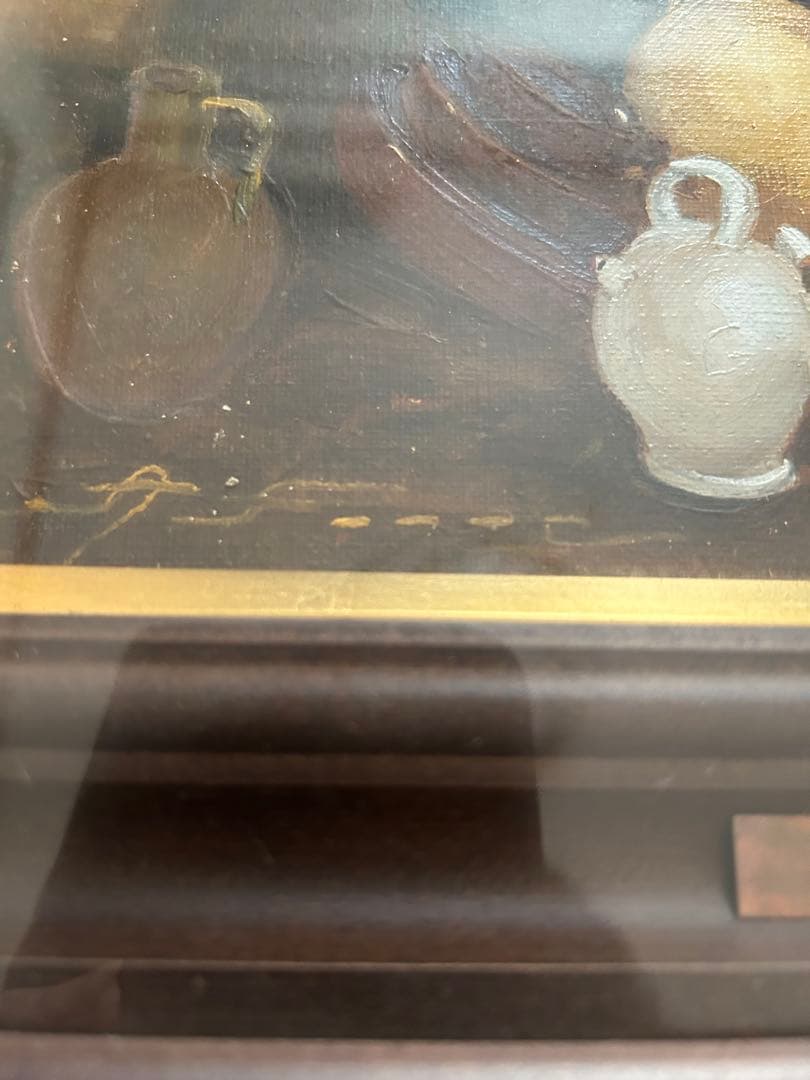 FARRE 油彩画 女性と陶器 木製フレーム