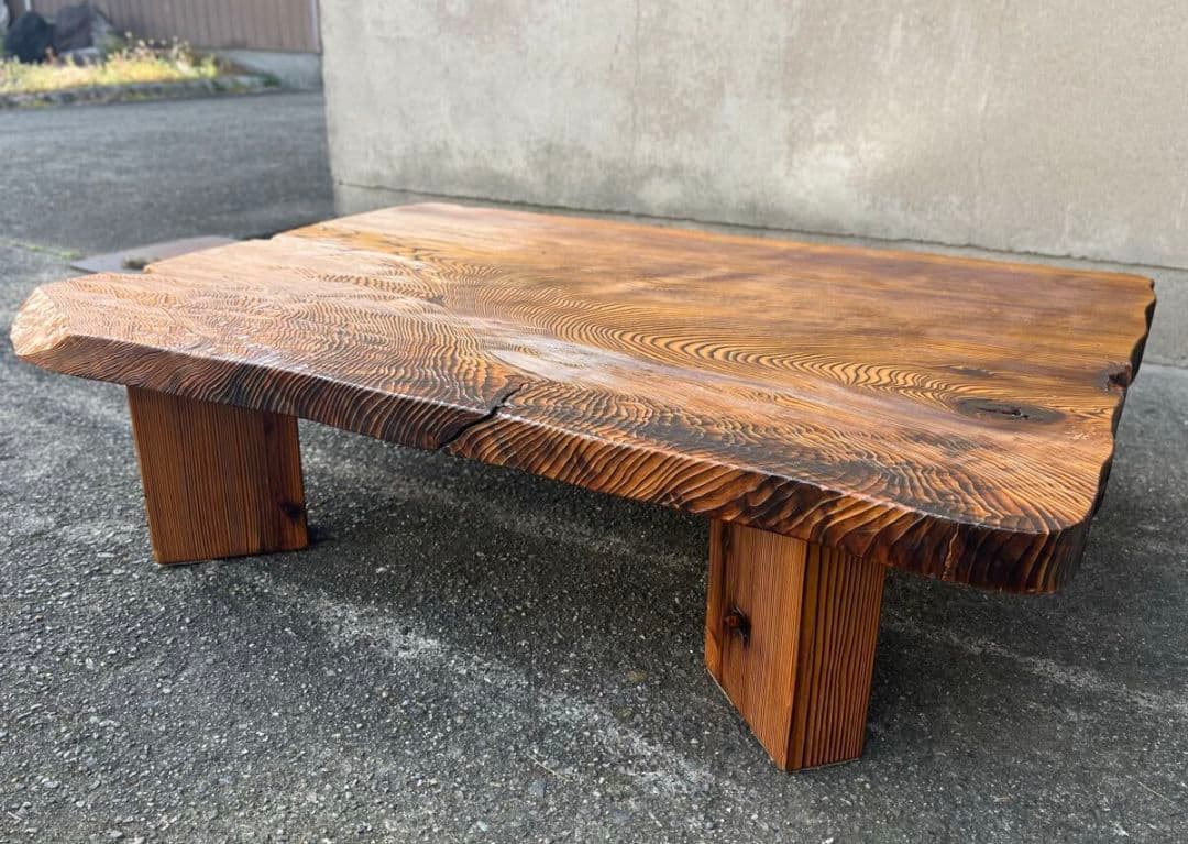 秋田杉細工／ 一枚板／座卓／ローテーブル／天然木 約127cm×95cm