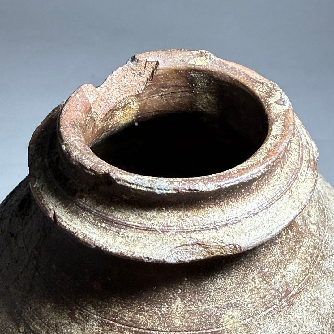 ◆粽花入 南蛮焼 焼締め 徳利 花活け 茶人好み 室町〜桃山時代◆