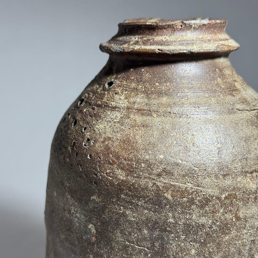 ◆粽花入 南蛮焼 焼締め 徳利 花活け 茶人好み 室町〜桃山時代◆