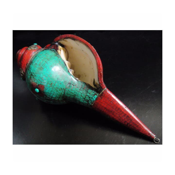 ◆チベット密教法具　法螺貝（シャンカ）羯磨（カツマ）