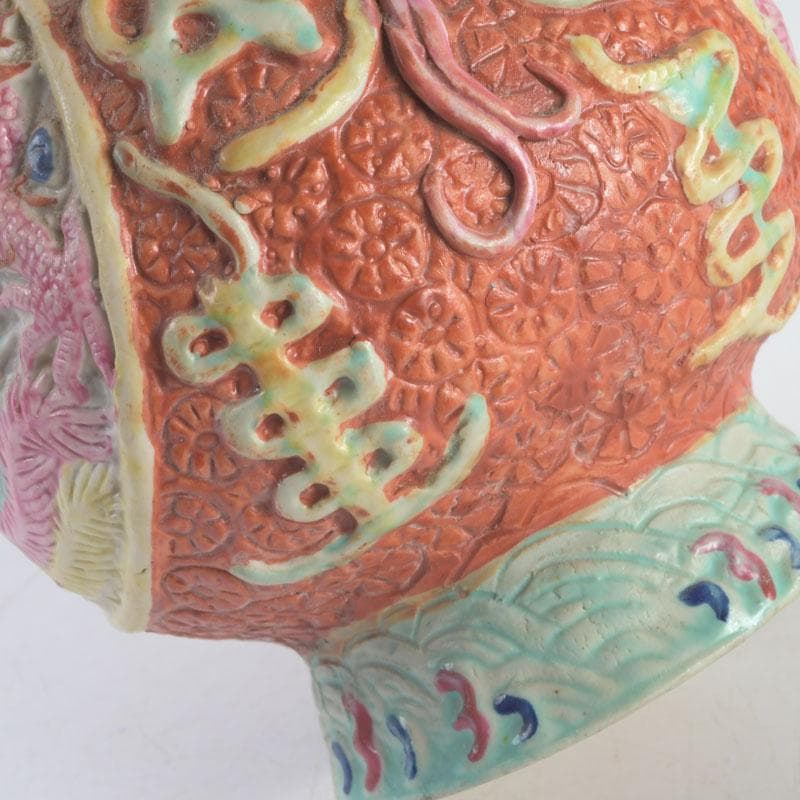 中国　大清乾隆年製款　粉彩　雲龍鳳凰文瓶　V　9566