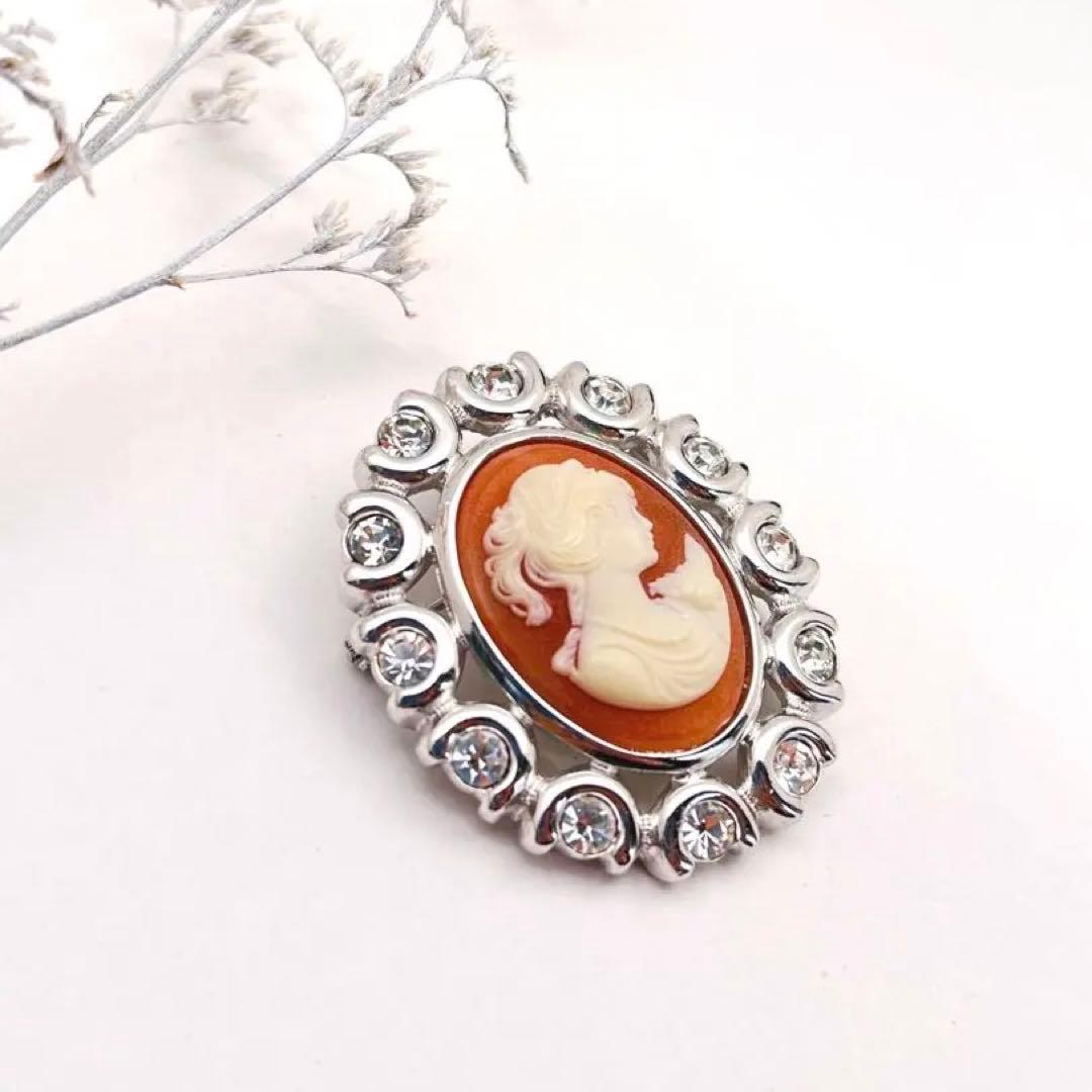 936 BURBERRY バーバリー カメオ 貴婦人 女神 シルバー オレンジ