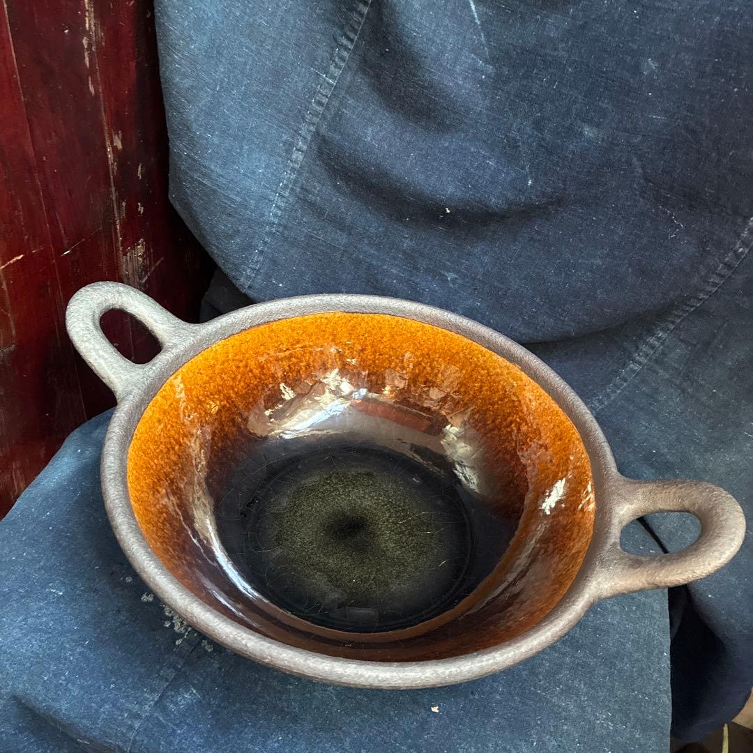 陶器製　鍋　土鍋　山本教行　中古　傷無し 最大横幅40.2センチ岩井窯