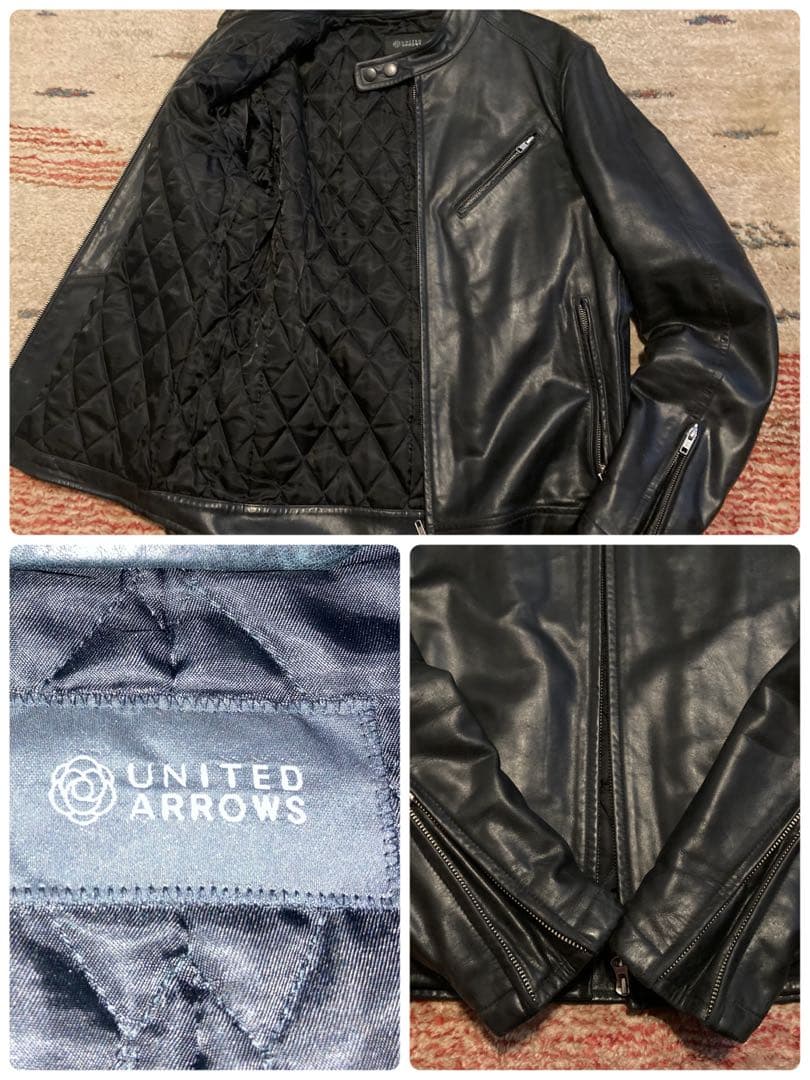 ユナイテッドアローズ　羊皮シングルライダースBEAUTY&YOUTH ブラック黒