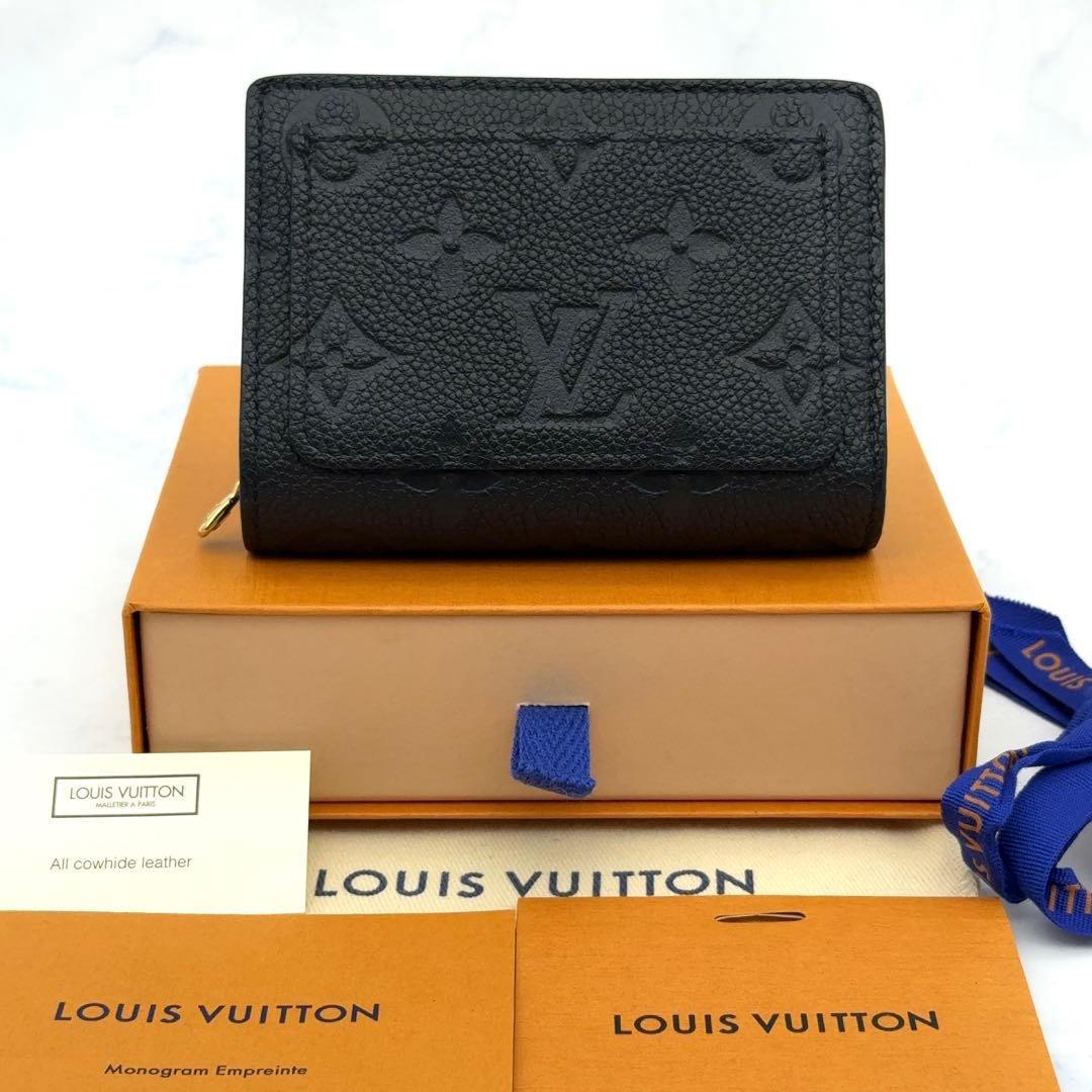 【新品級】ルイヴィトン ポルトフォイユ クレア アンプラント 黒 三つ折り財布