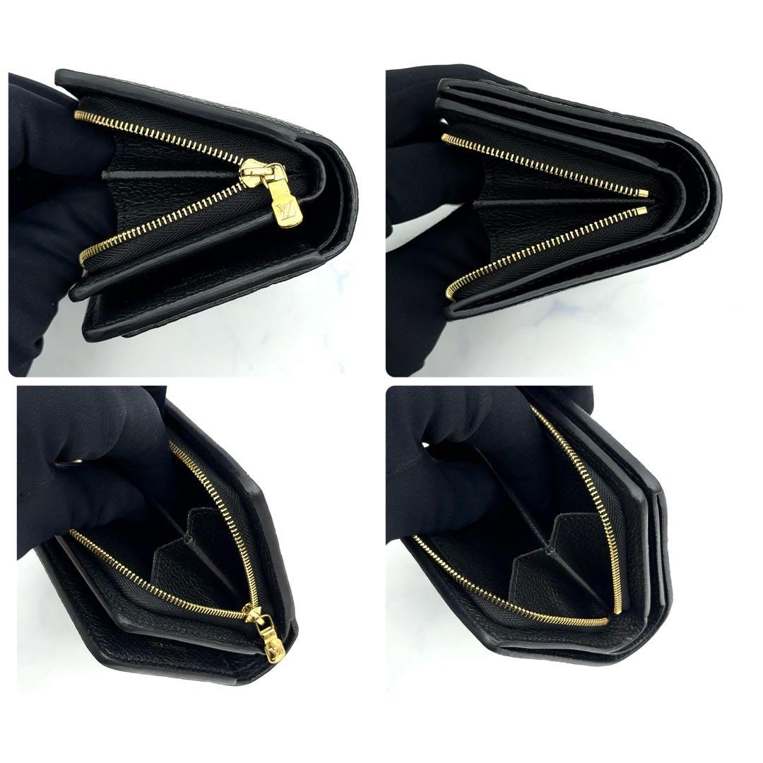 【新品級】ルイヴィトン ポルトフォイユ クレア アンプラント 黒 三つ折り財布