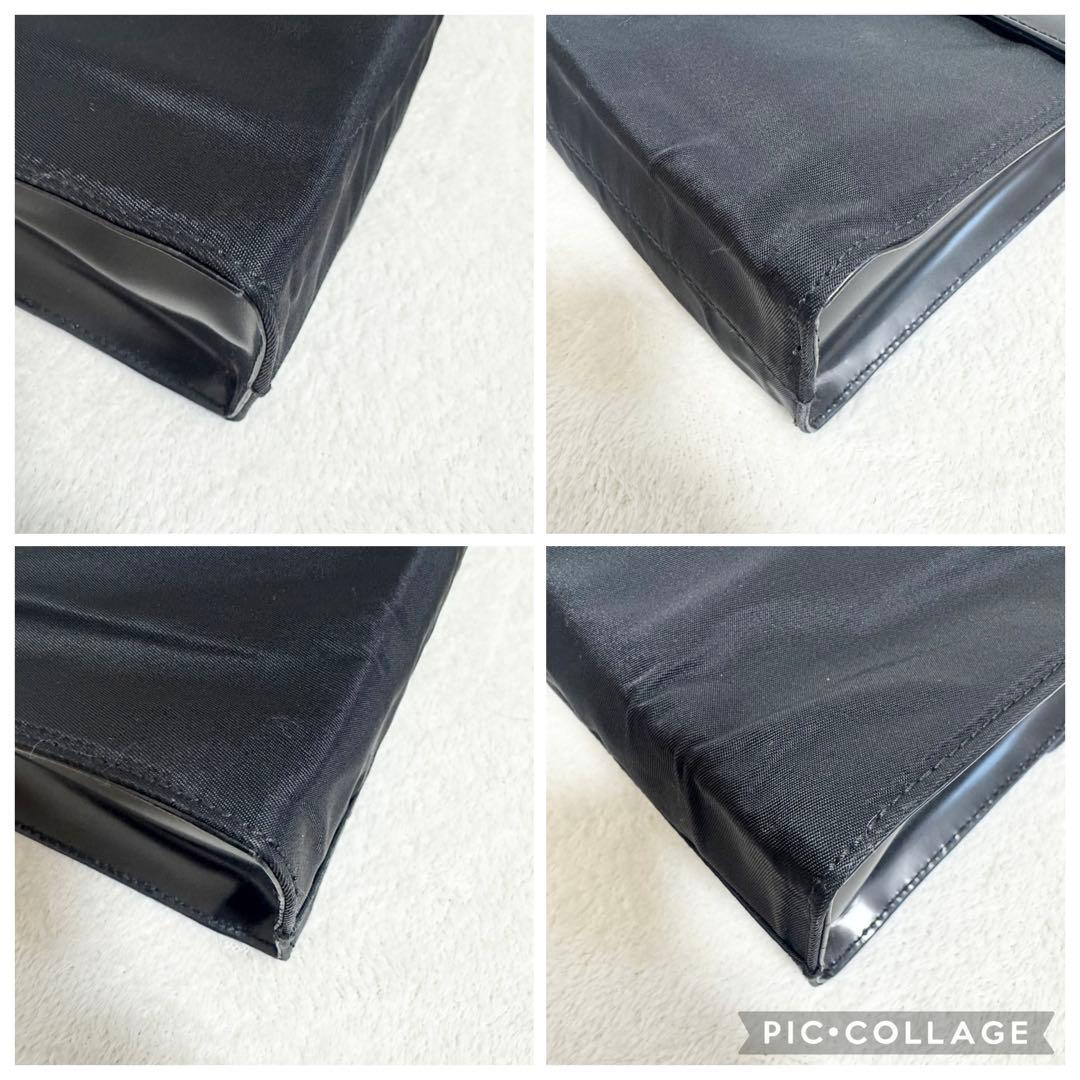 PRADA プラダ ショルダーバッグ ナイロン エナメル パテント 黒 ロゴ