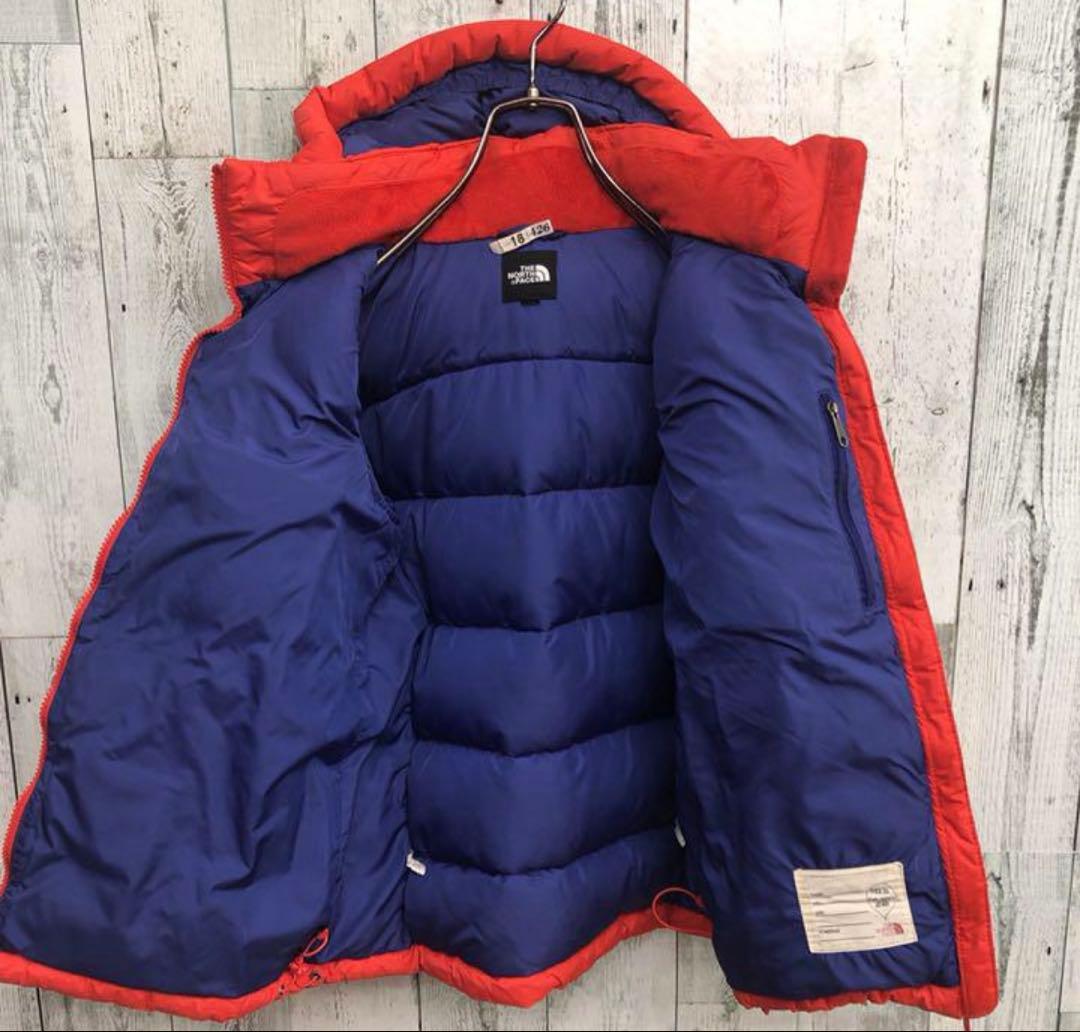 ノースフェイス ダウンジャケット　 レッド×ブルー　HYVENT　キッズ140