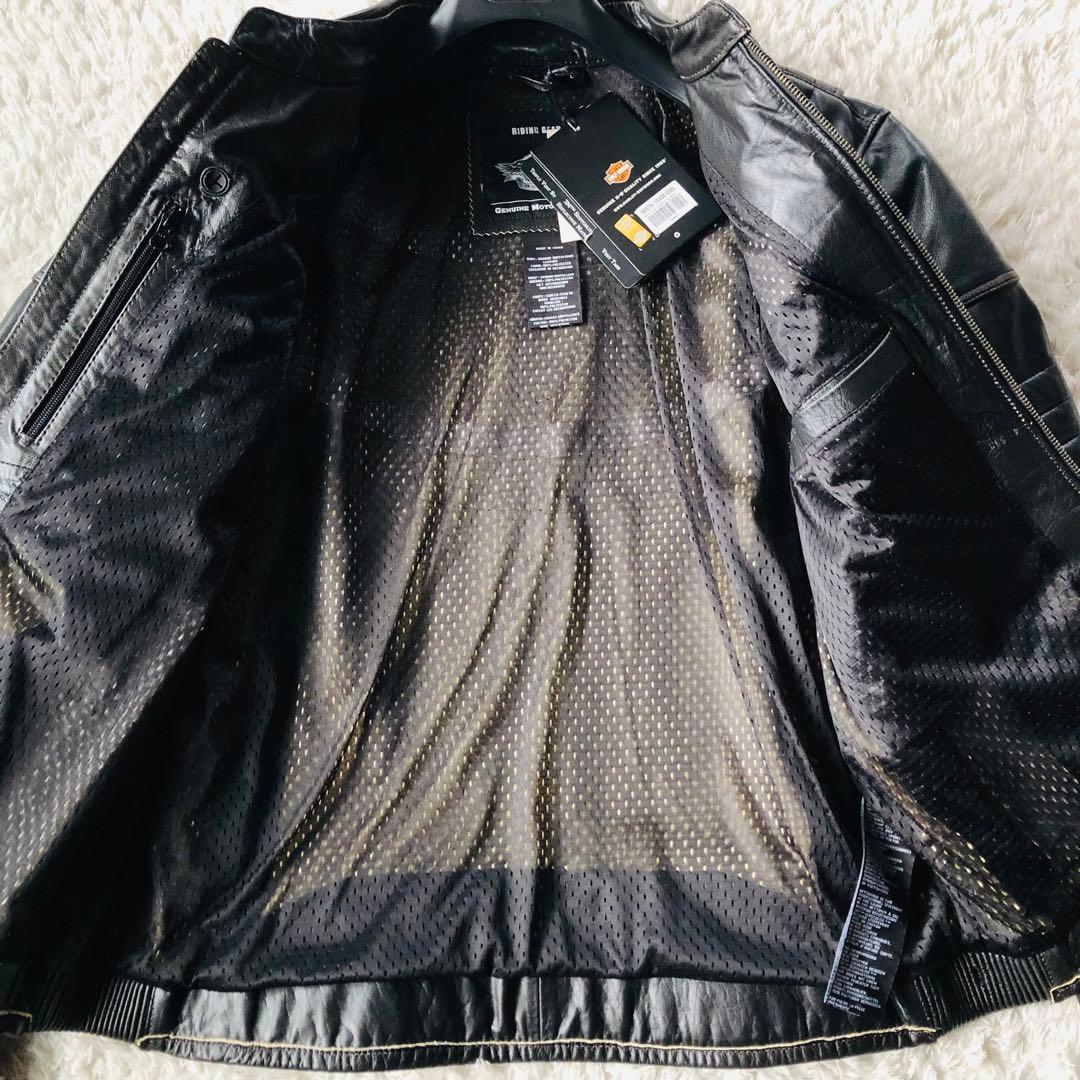 9.5万✨未使用 ハーレーダビッドソン ライダースジャケット 刺繍 ブラック L