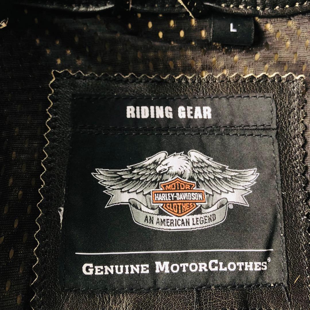 9.5万✨未使用 ハーレーダビッドソン ライダースジャケット 刺繍 ブラック L