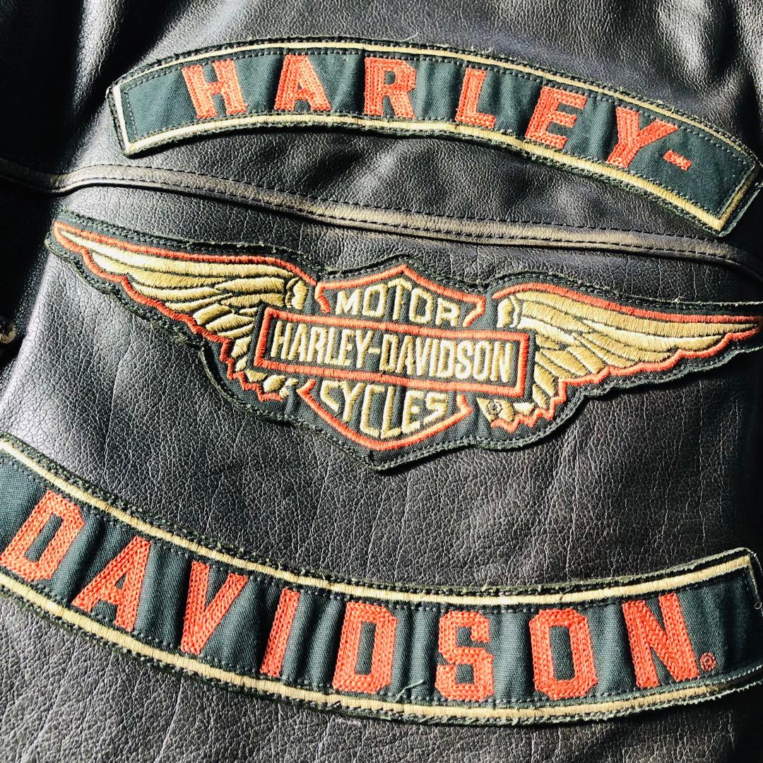 9.5万✨未使用 ハーレーダビッドソン ライダースジャケット 刺繍 ブラック L
