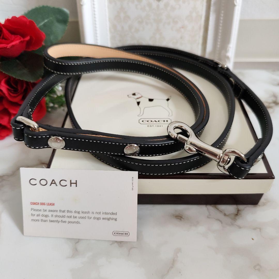 新品　COACH　コーチ　犬　リード　スモール　小型犬　ブラック　レザー　高級