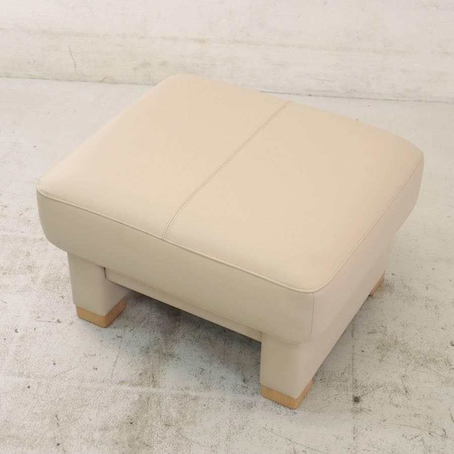 展示品 浜本工芸 No.2010 スツール オットマン オーク 本革 アイボリー
