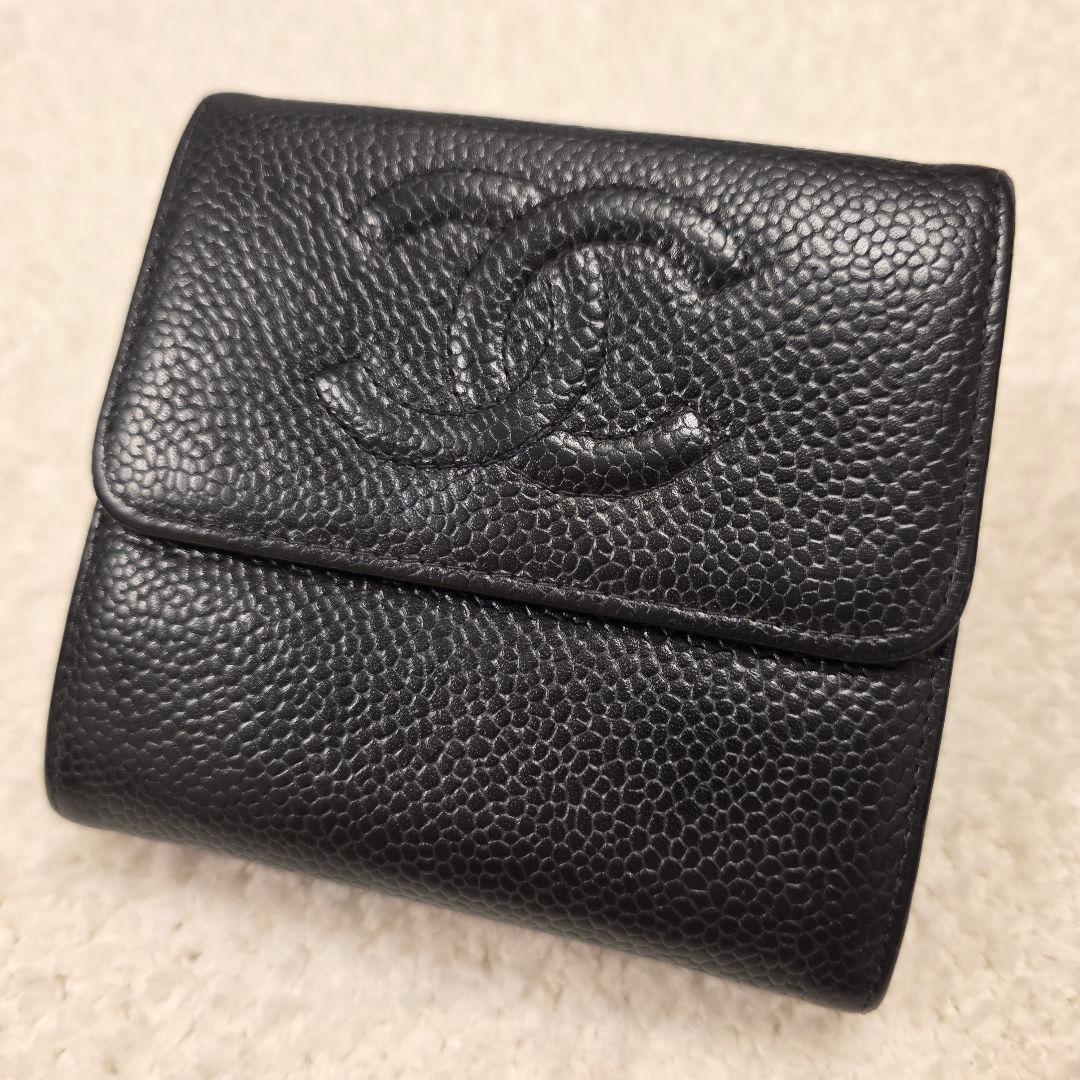 【CHANEL】二つ折り財布✨️キャビアスキン