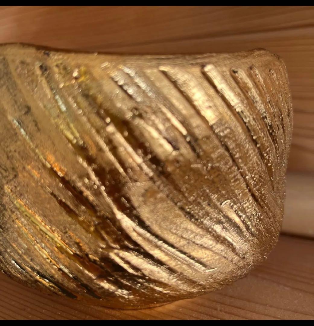 金彩茶碗　陶灼窯　梶原　修　造　金彩捻　茶碗