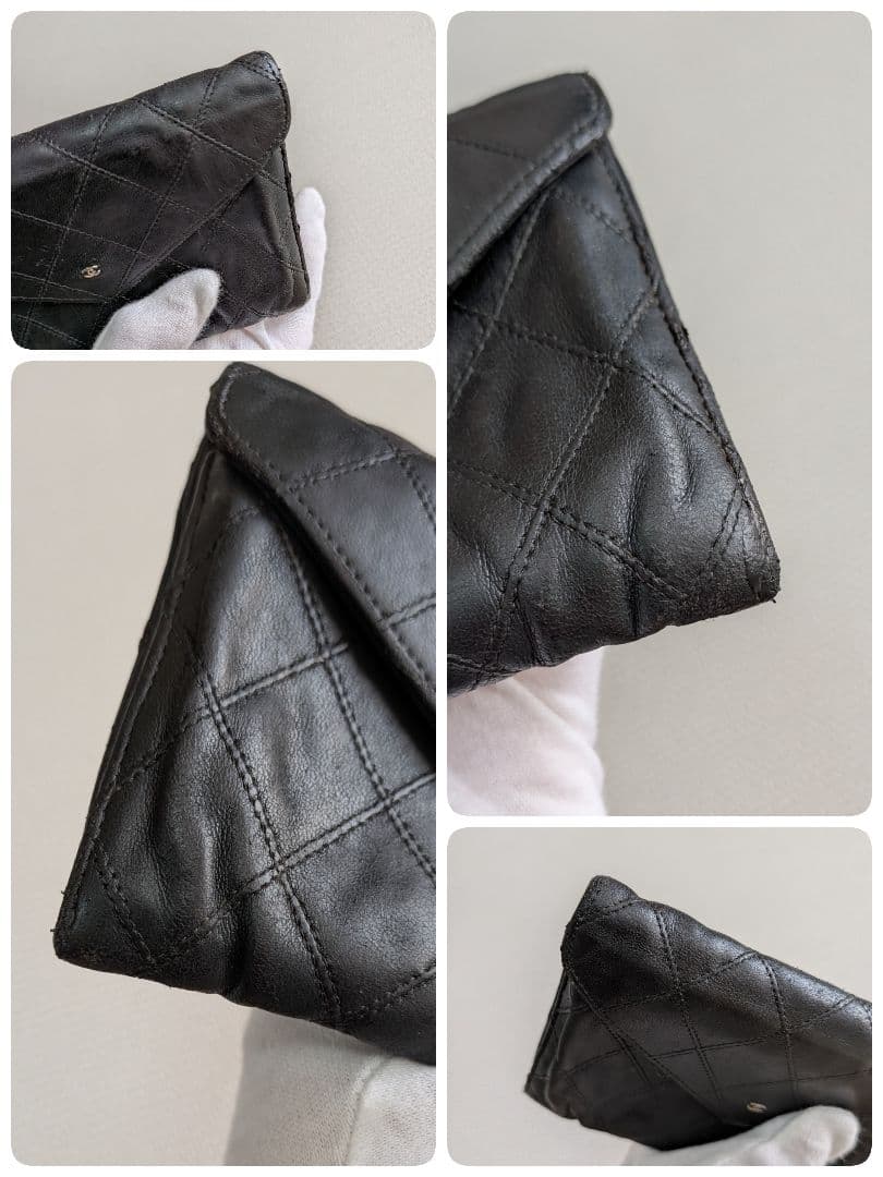 シャネル　ビコローレ　ラムスキン　黒 ミニ財布　カードケース　ケース