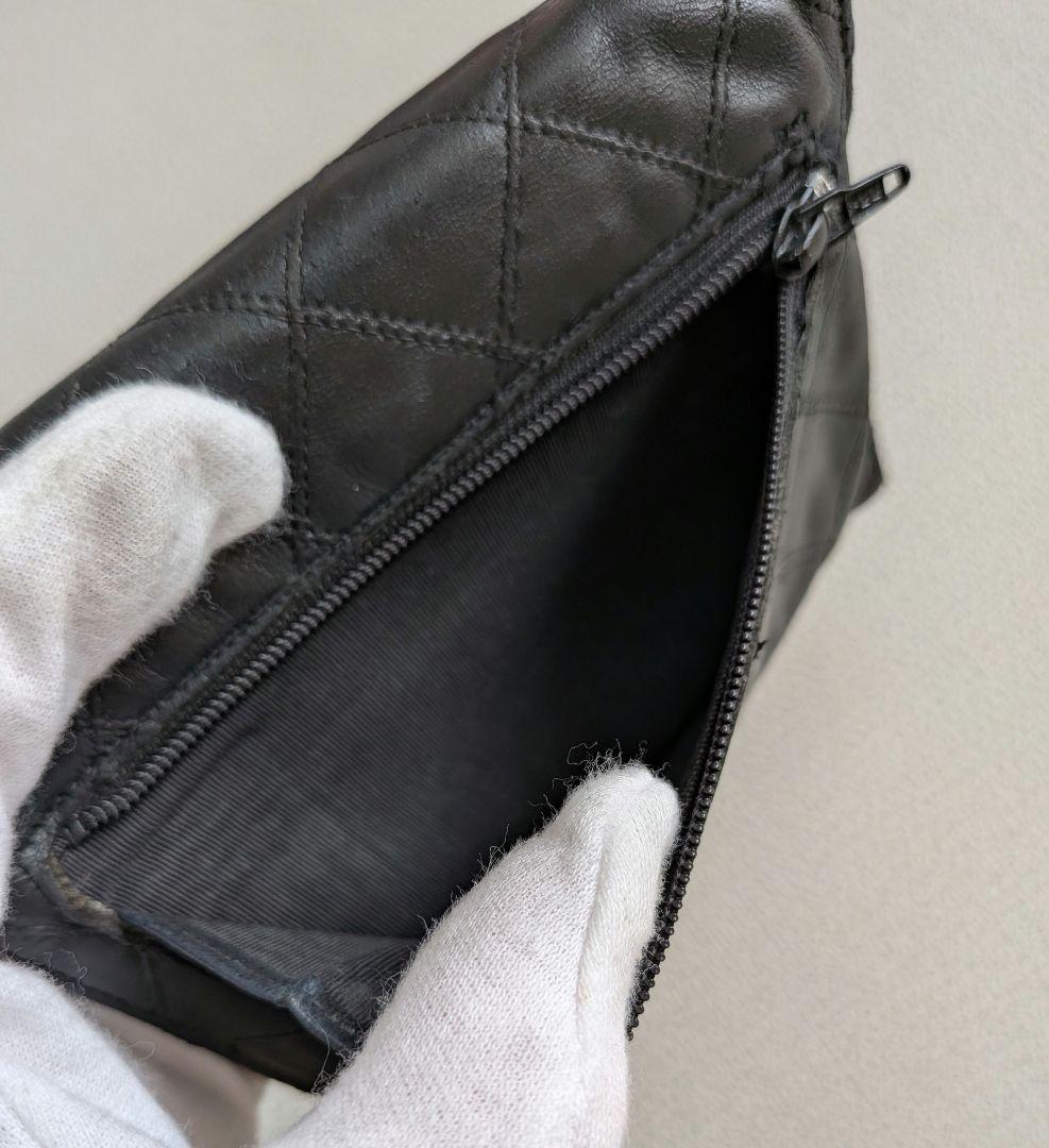 シャネル　ビコローレ　ラムスキン　黒 ミニ財布　カードケース　ケース