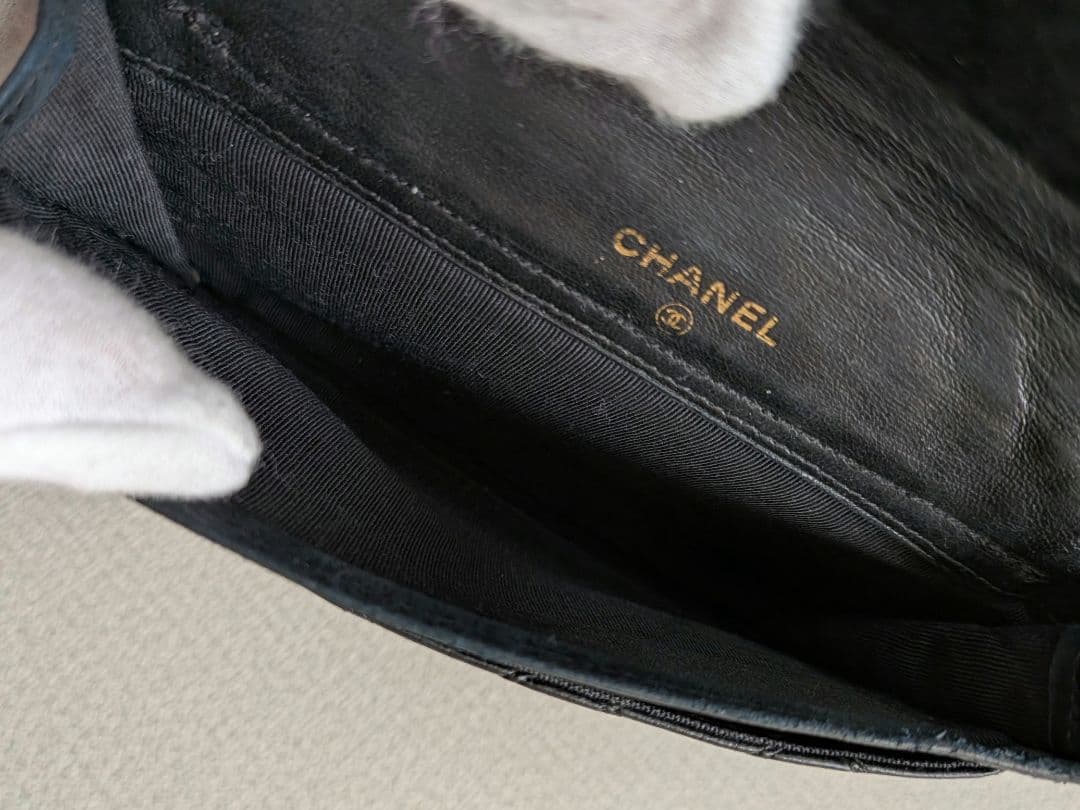 シャネル　ビコローレ　ラムスキン　黒 ミニ財布　カードケース　ケース
